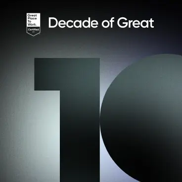 Great Places to Work decade of great award graphic