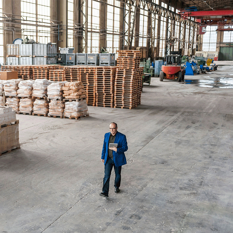 man in warehouse