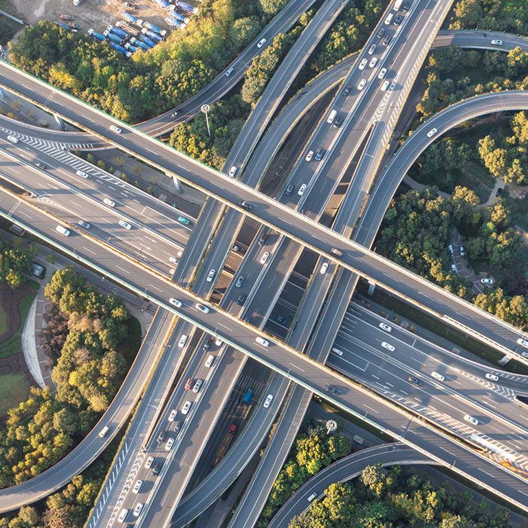 overhead view of a highway
