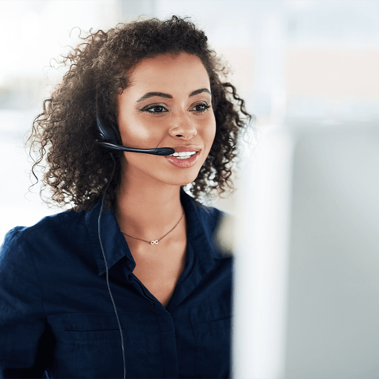 woman with headset and microphone