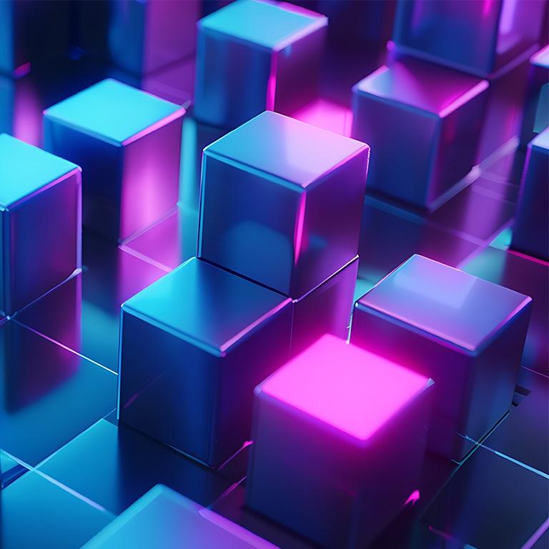 abstract blue and pink cubes