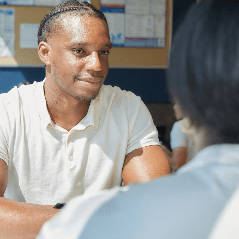 Man having a conversation