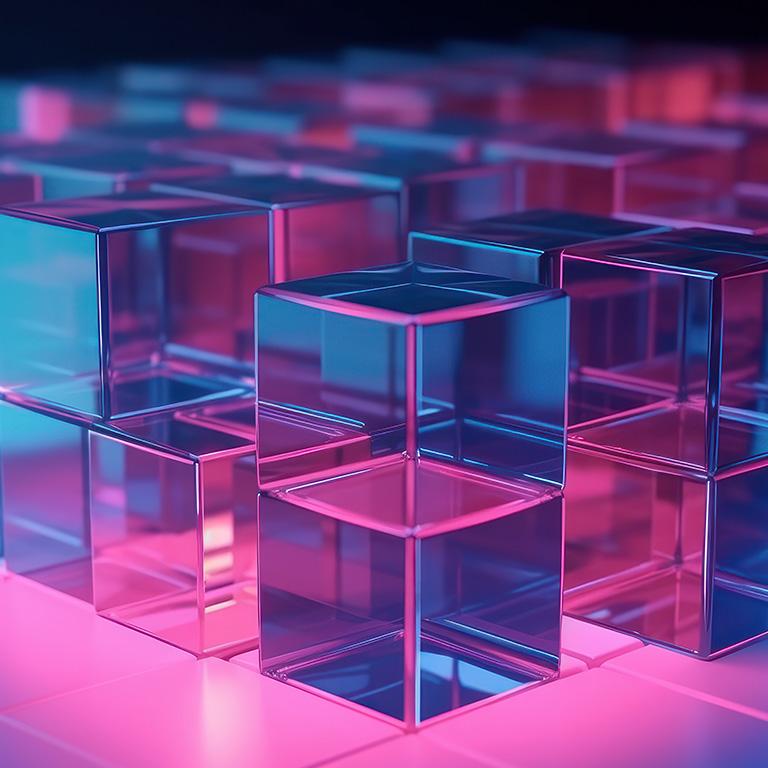 abstract image of a magenta cube