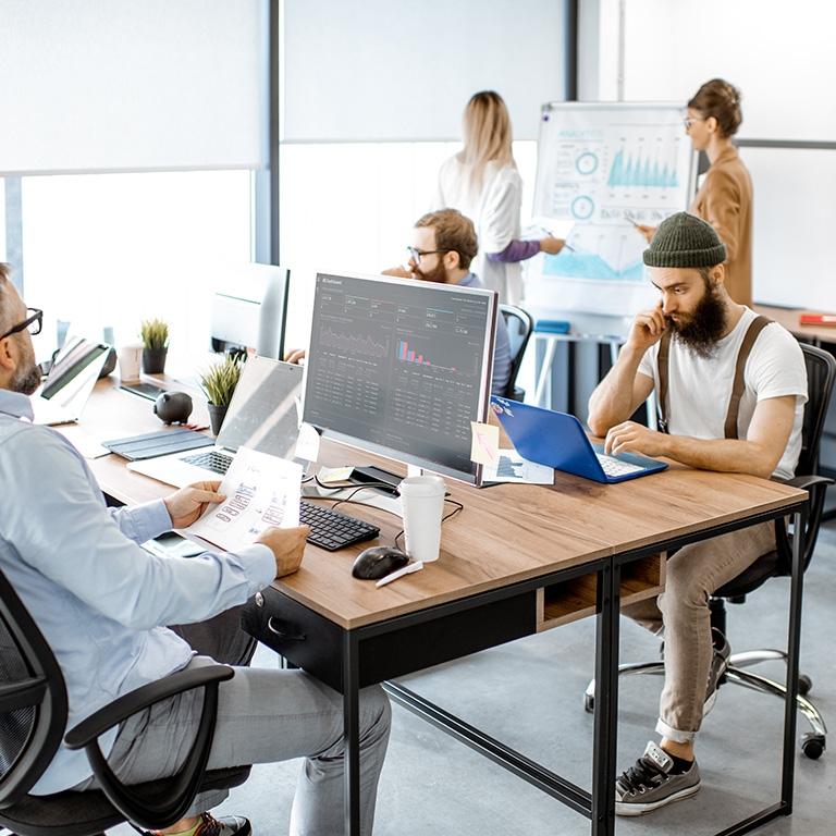 people working in an office