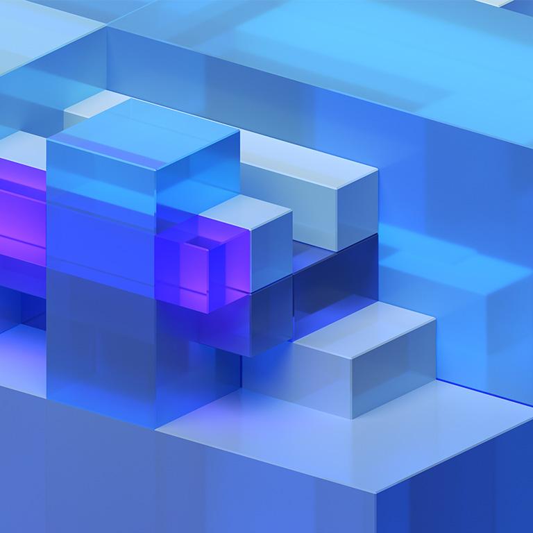 abstract image of blue and magenta cubes