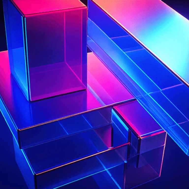 Blue and pink lit cubes