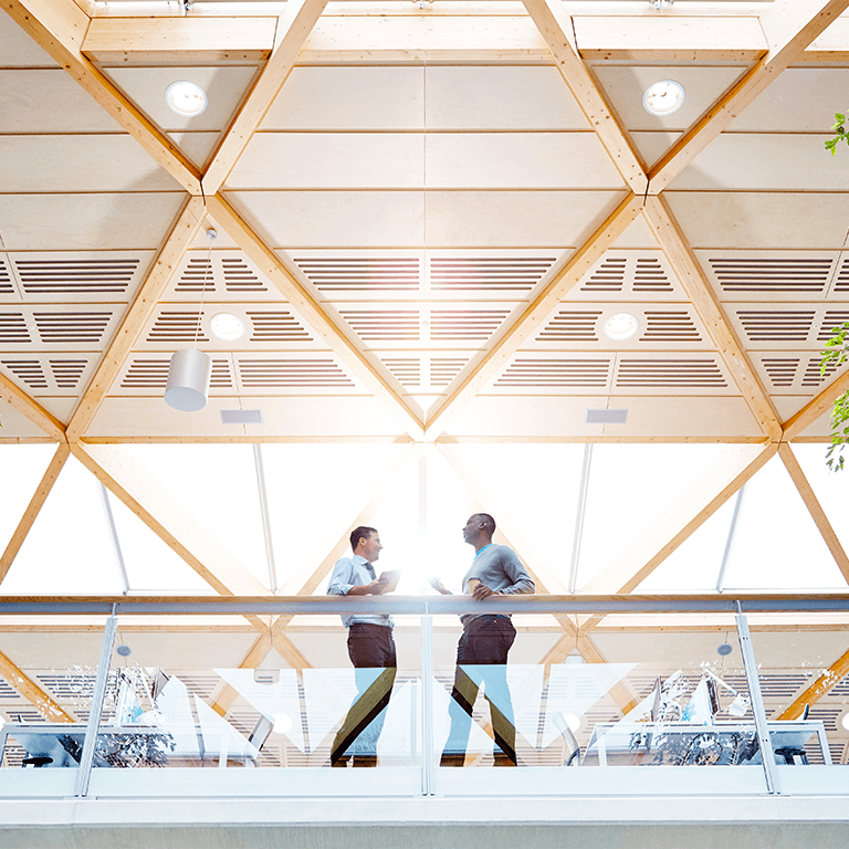 Two co-workers chatting