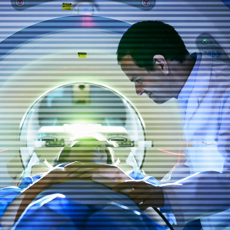 Doctor administering a test on a patient