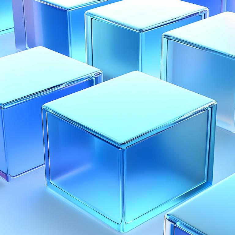 transparent blue cubes