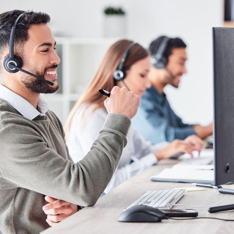 people working at a contact center