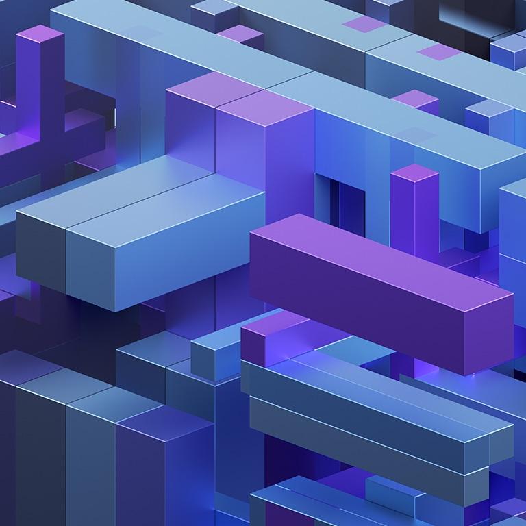 abstract image of blue and magenta cubes