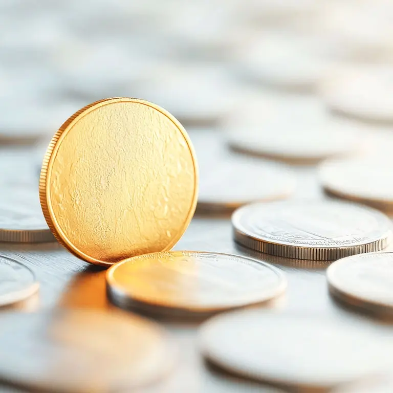 close-up of a gold-colored coin