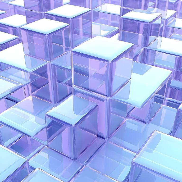 futuristic purple and blue cubes