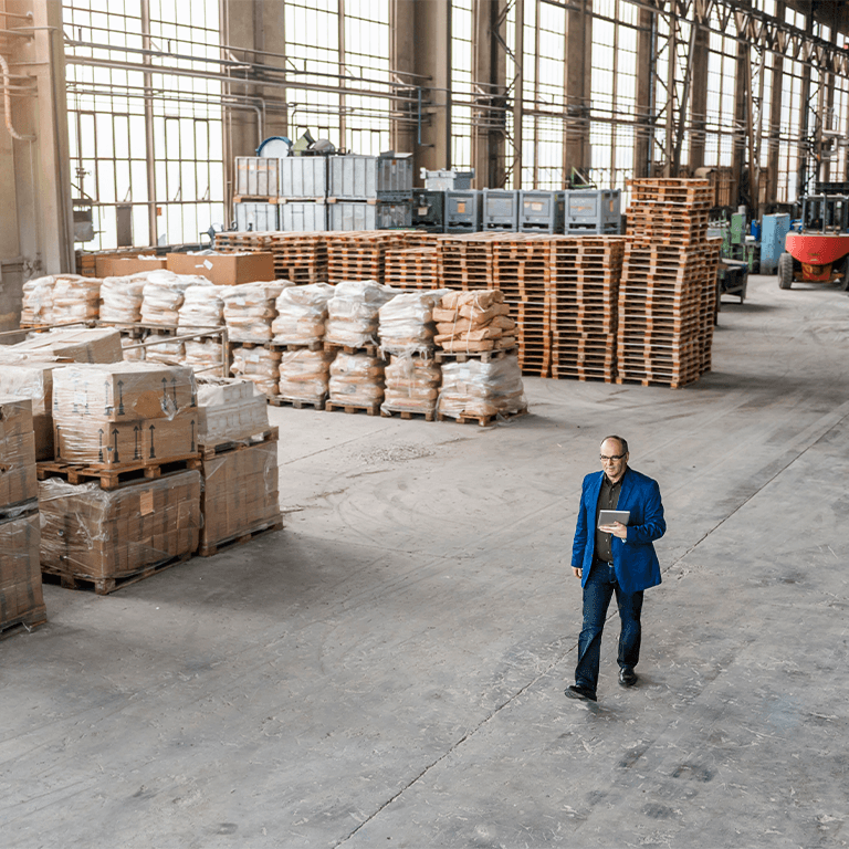 man in warehouse