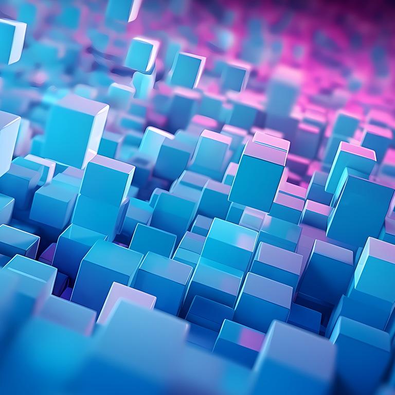 abstract image of blue and magenta cubes