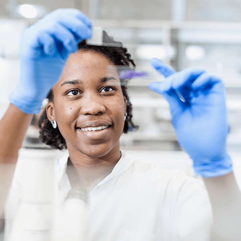 Scientist looking at sample