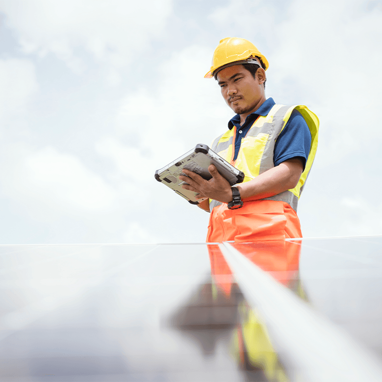 worker with a tablet