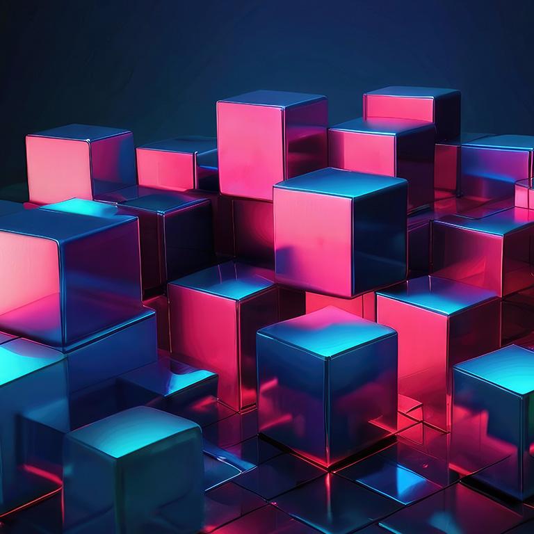 abstract image of blue and magenta cubes